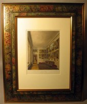 Three framed French interior p