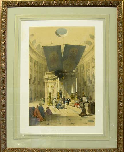 Three framed hand-colored