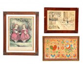 THREE FRAMED ITEMS.  American