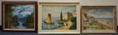 THREE FRAMED LANDSCAPES: OIL O