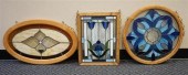 THREE FRAMED LEADED GLASS PANE