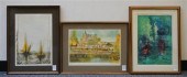 THREE FRAMED LITHOGRAPHS BY VA