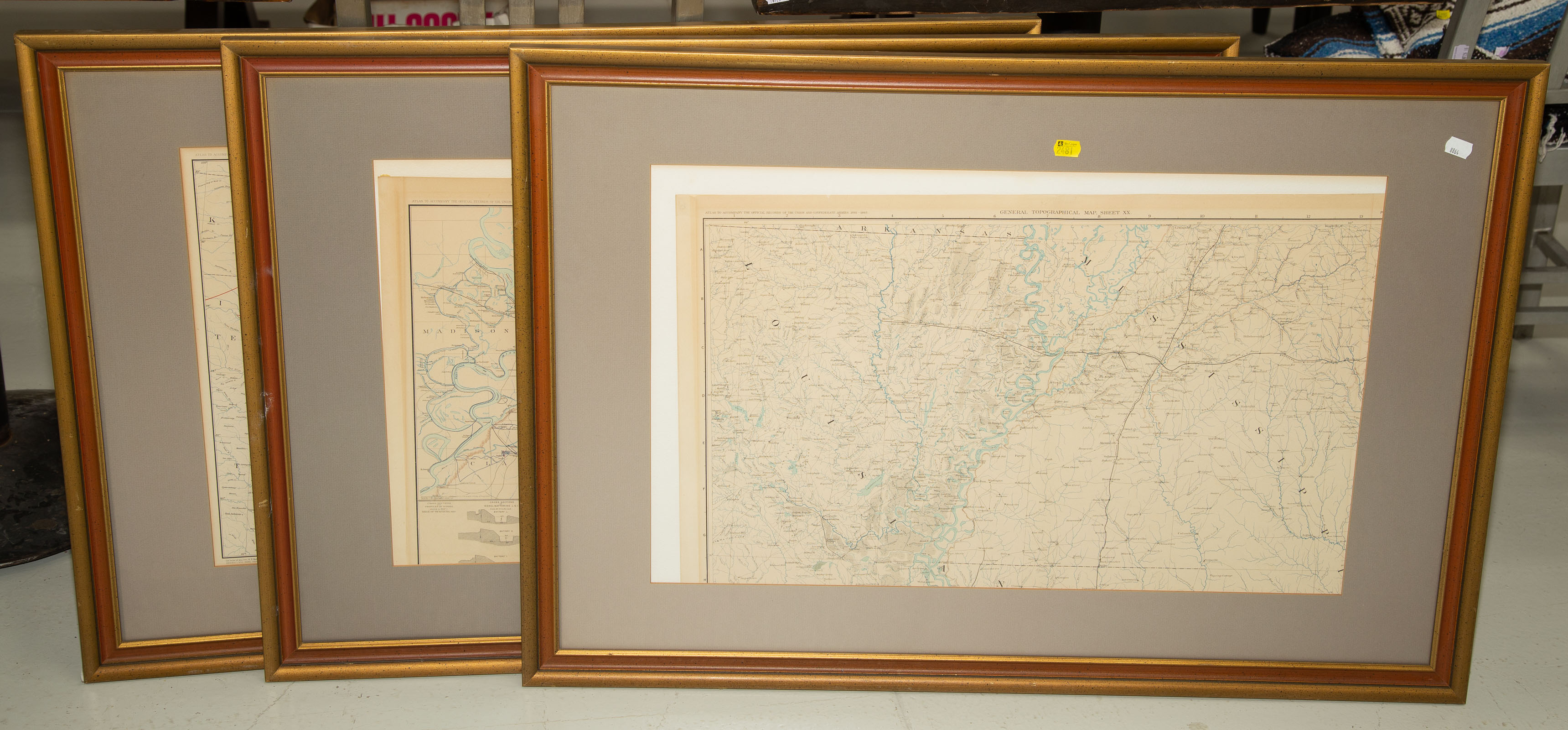 THREE FRAMED MAPS Includes