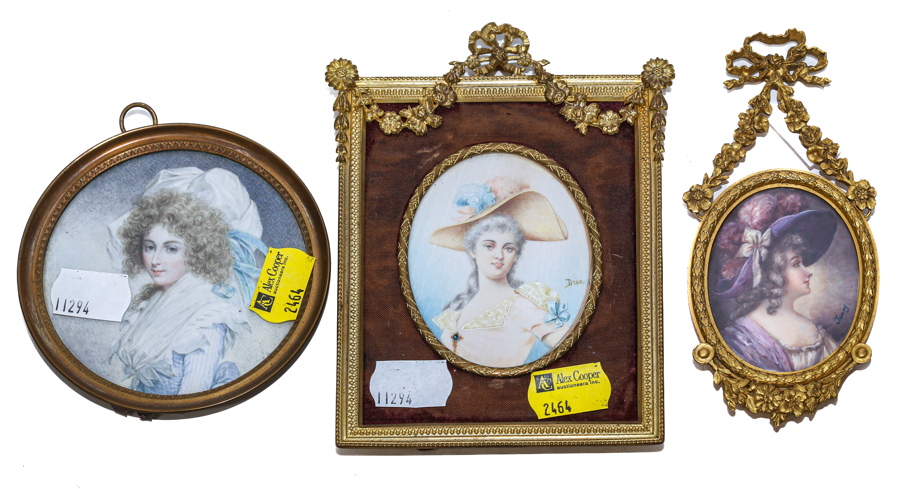 THREE FRAMED MINIATURE PORTRAITS