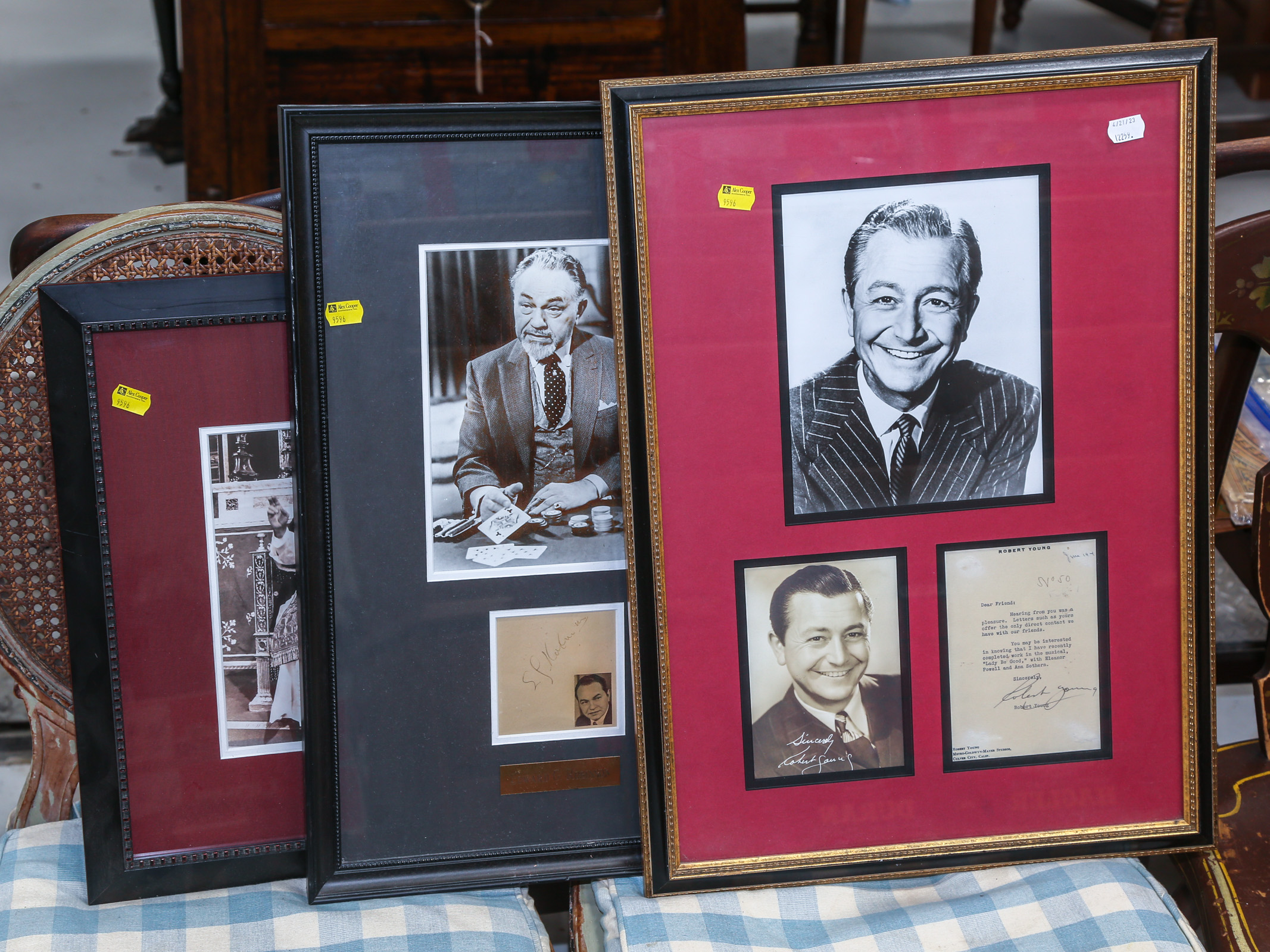 THREE FRAMED MOVIE STAR PHOTOS