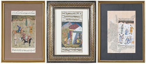 THREE FRAMED MUGHAL MANUSCRIPT