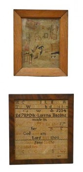 THREE FRAMED NEEDLEWORKS, TO I