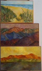 THREE FRAMED OIL PAINTINGS, TW