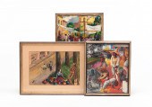 THREE FRAMED PAINTINGS. Twenti