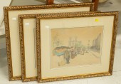 THREE FRAMED PARIS STREET SCEN