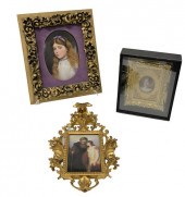 THREE FRAMED PORCELAIN PORTRAI