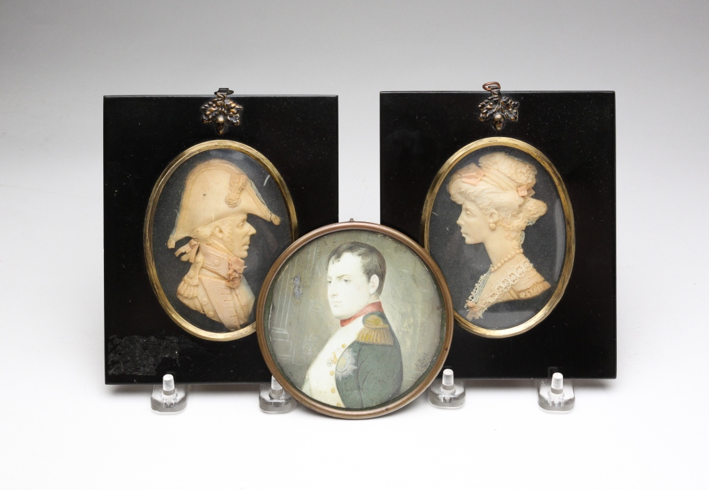 THREE FRAMED PORTRAITS. European,