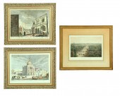 THREE FRAMED PRINTS.  European
