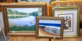 THREE FRAMED PRINTS & TWO PAIN