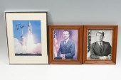 THREE FRAMED SIGNED ASTRONAUT