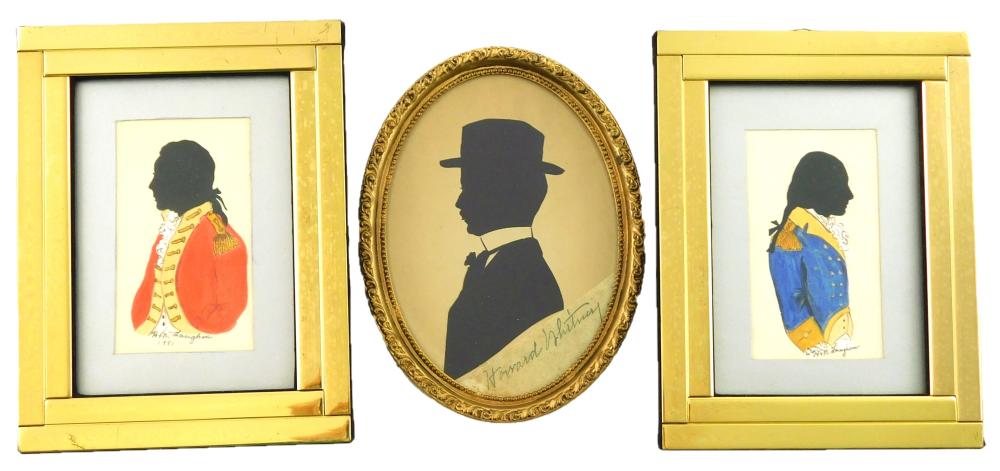 THREE FRAMED SILHOUETTES OF