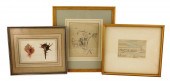 THREE FRAMED SKETCHES ON PAPER