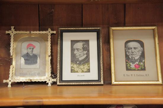 THREE FRAMED STEVENGRAPH PORTRAITS.