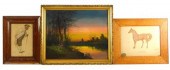 THREE FRAMED UNDER GLASS ARTWO
