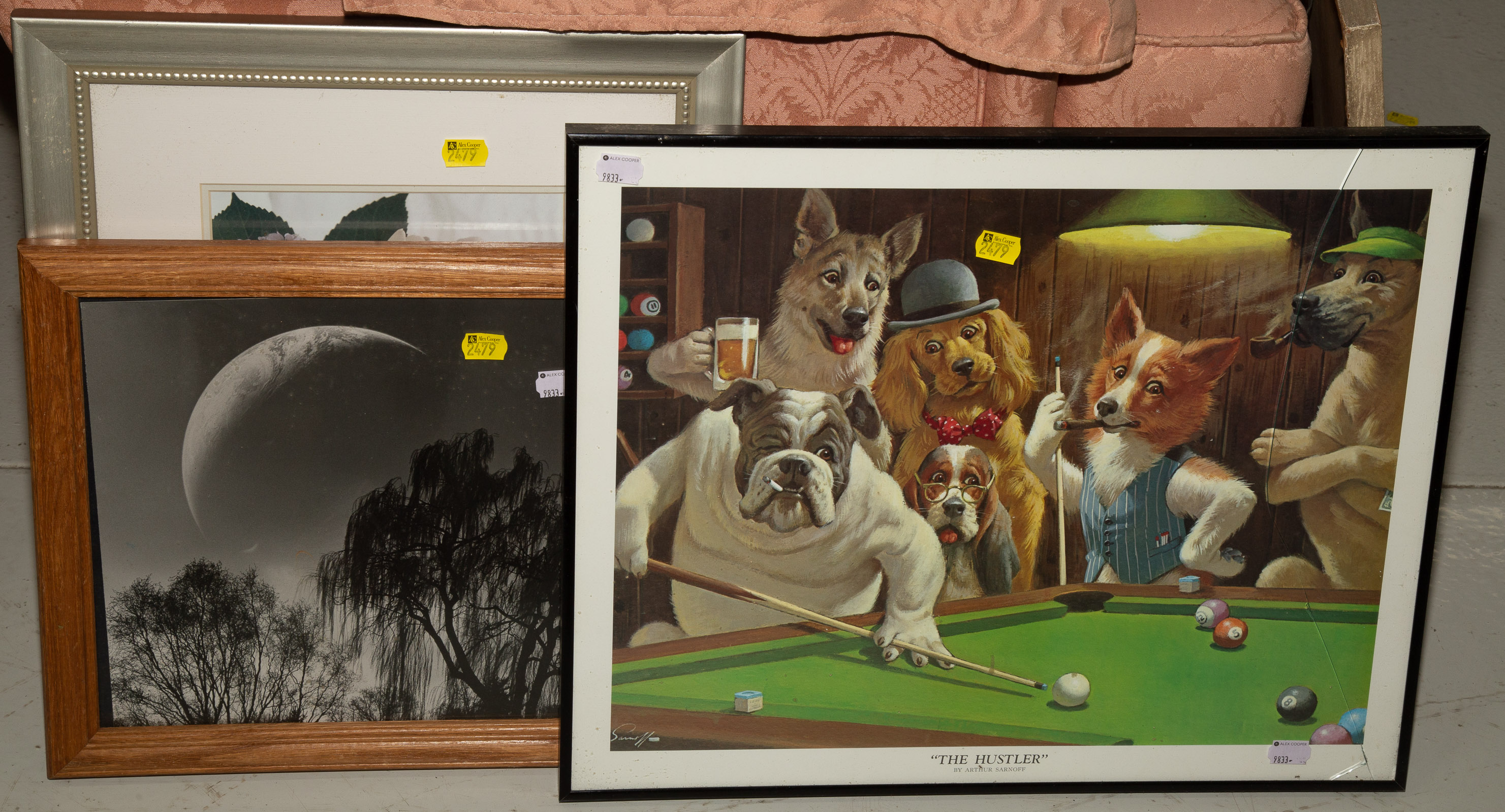 THREE FRAMED WALL DECORATIONS .