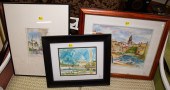 THREE FRAMED WATERCOLOR CITY S