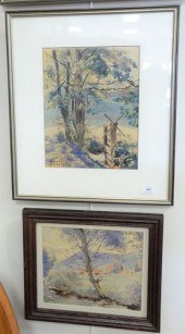 THREE FRAMED WATERCOLORS TO IN