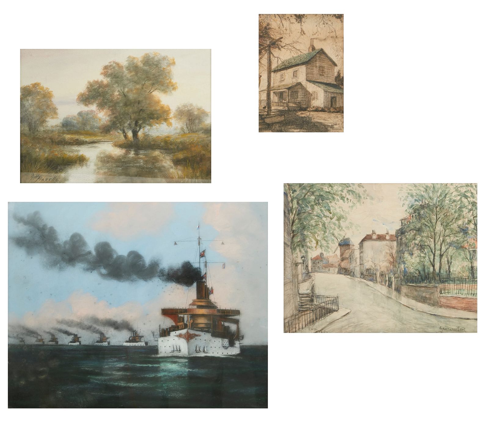 THREE FRAMED WATERCOLORSThree