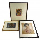 THREE FRAMED WORKS BY MARION H