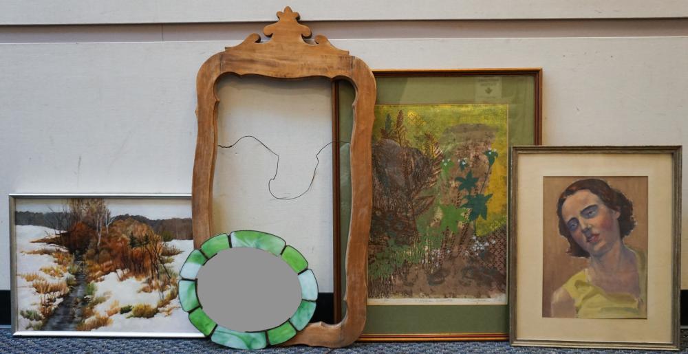 THREE FRAMED WORKS OF ART, A