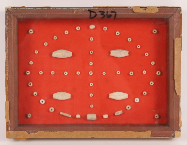 Three frames; D367 shell beads from