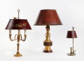 THREE FRENCH BRONZE AND TOLE L