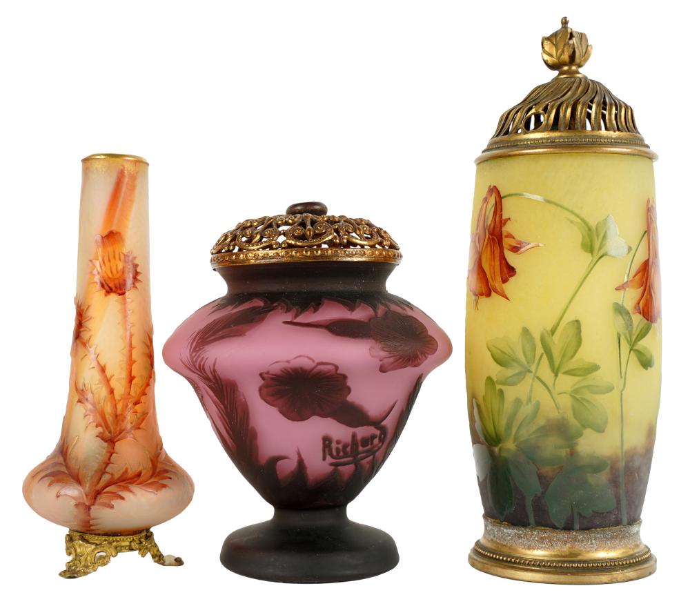 THREE FRENCH CAMEO GLASS