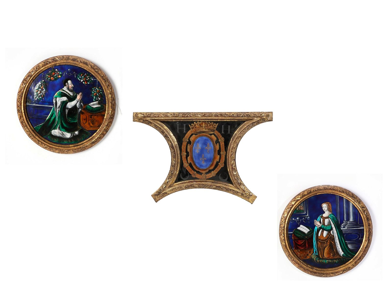 THREE FRENCH ENAMEL PLAQUESThree