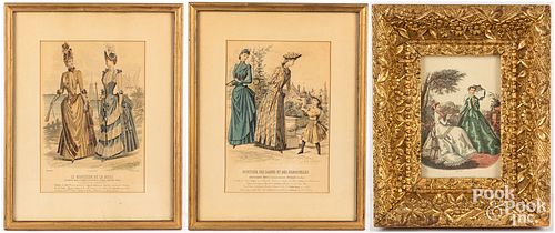 THREE FRENCH FASHION PRINTSThree