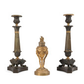 THREE FRENCH GILT BRONZE TABLE