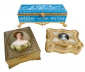 THREE FRENCH GILT BRONZE TABLE