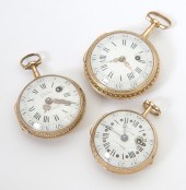 Three French gold fusee pocket
