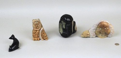 THREE FRENCH IROQUOIS STONE