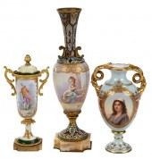 THREE FRENCH PORCELAIN CABINET