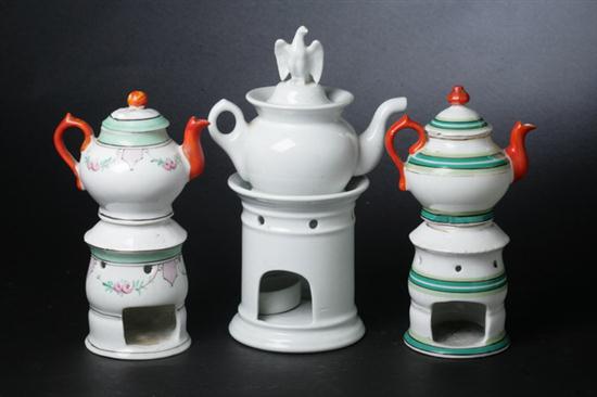 THREE FRENCH PORCELAIN TEAPOTS