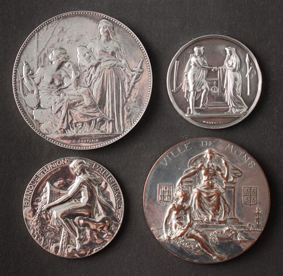 Three French silver medallions