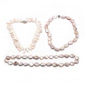 THREE FRESHWATER PEARL NECKLAC