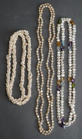 THREE FRESHWATER PEARL NECKLAC