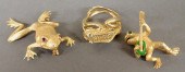 Three frog items all 14k yg to
