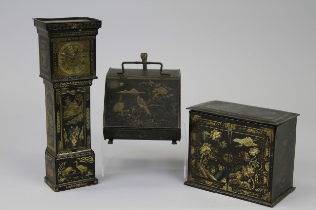 THREE FURNITURE FORM BISCUIT TINS