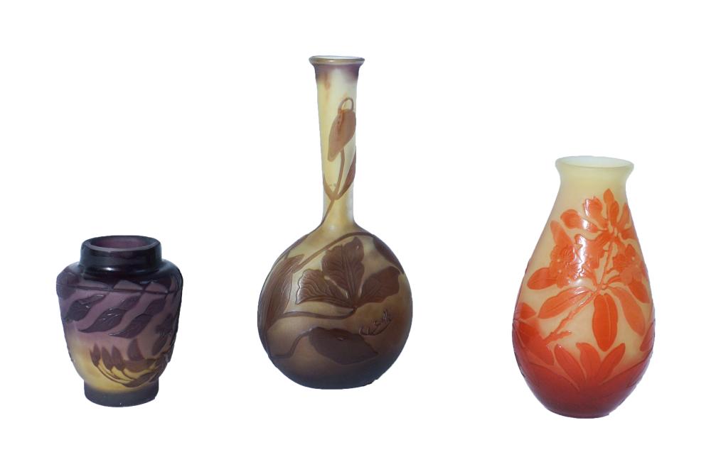 THREE GALLé CAMEO GLASS CABINET