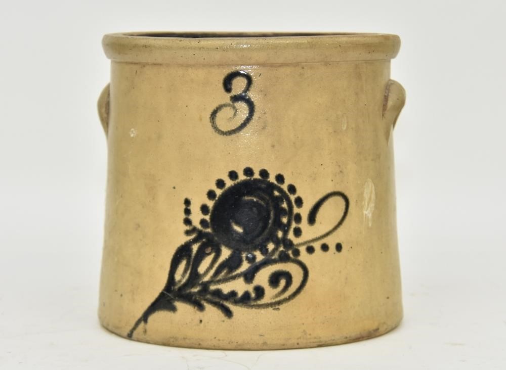 Three gallon stoneware crock 10.5"h