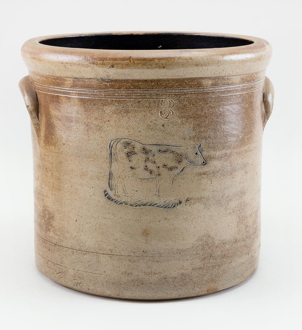 THREE-GALLON STONEWARE CROCK WITH