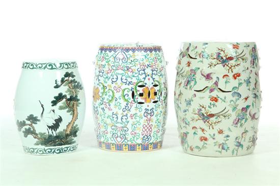 THREE GARDEN SEATS.  China  20th