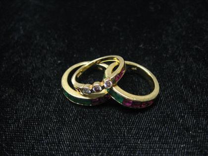 Three gem set stacking rings    Two